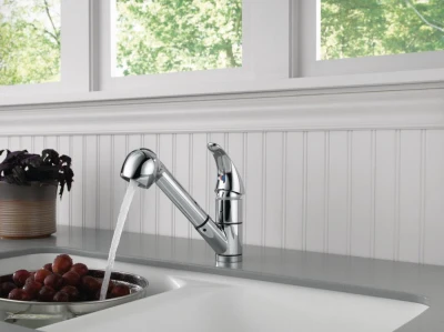 Single-Lever Kitchen Faucet with Pull-Out Spray in Chrome Finish
