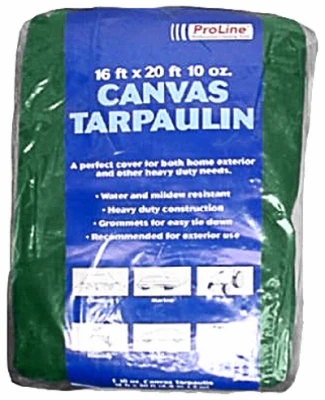 Canvas Tarp, Hunter Green, 12 x 16-Ft., 10-oz.