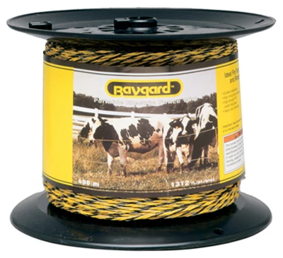Electric Fence Wire Spool, 1,312 Feet, Yellow and Black Aluminum and Fiberglass