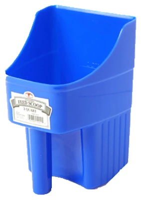 Feed Scoop, Enclosed, Blue Plastic, 3 Qt.