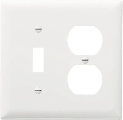 Pass and Seymour White Urea Wall Plate with One Toggle and One Duplex Opening