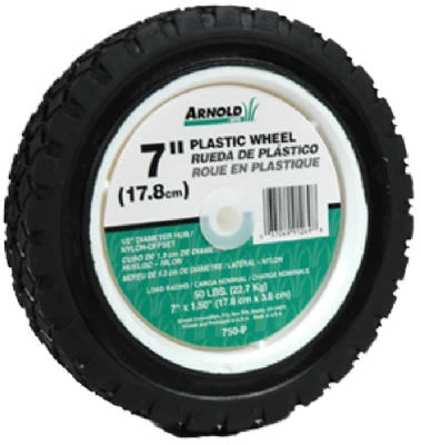 Universal Offset Replacement Lawn Mower Wheel, Plastic, 7 In.