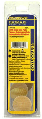 Isomax Dowel Plug, Round Head, Birch, 1-In., 5-Pk.