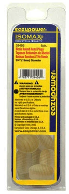 Isomax Dowel Plug, Round Head, Birch, 3/4-In., 8-Pk.