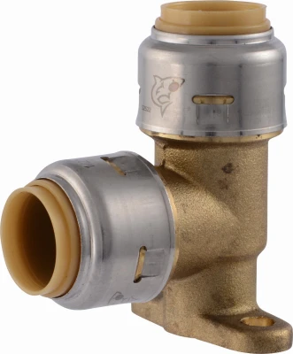 Push-Fit Drop Ear Pipe Elbow, Lead Free, 1/2 x 1/2 In.