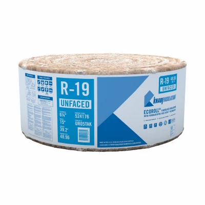 R-19 Kraft Faced Fiberglass Insulation Batt, 15 x 39.2 In.