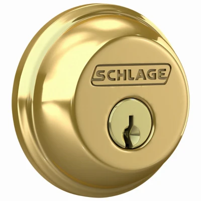 Single-Cylinder Deadbolt Lock,Bright Brass