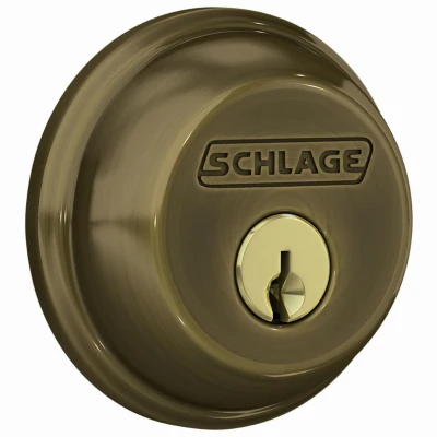Single-Cylinder Deadbolt Lock, Antique Brass