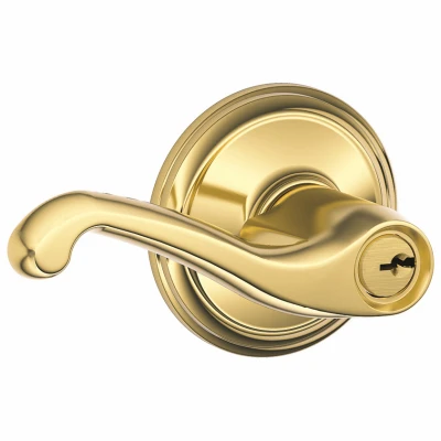 Bright Brass Flair Lever Design Entry Lockset