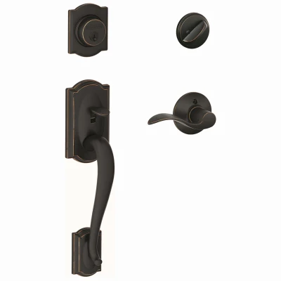 Camelot Handleset, Single Cylinder, Aged Bronze