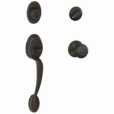 Plymouth By Georgian Handleset, Single Cylinder, Aged Bronze
