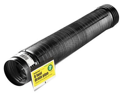 Flexible Expandable Drain Pipe, Perforated Black Polyethylene, 4 In. x 8 Ft.