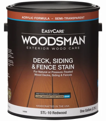 Woodsman Premium Acrylic Deck, Siding & Fence Stain, Semi-transparent Redwood, 1 Gallon