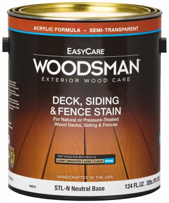 Woodsman Deck, Siding & Fence Stain, Acrylic, Semi-Transparent Neutral Base, 1 Gallon