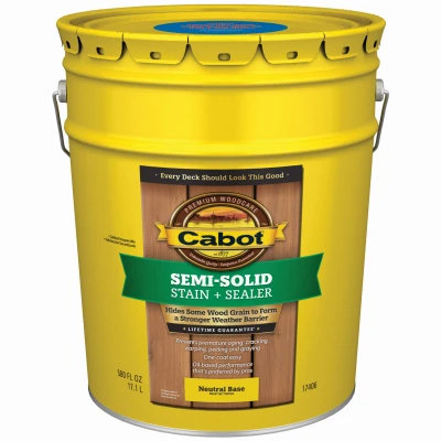 Deck & Siding Stain, Semi-Solid, Neutral Base, 5-Gallon