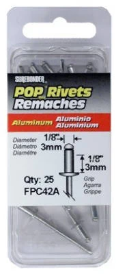 Aluminum Rivet, Short, 1/8-In. Dia., 25-Pk.