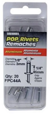 Aluminum Rivet, Medium, 1/8-In. Dia., 20-Pk.