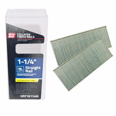 Collated Finish Nails, Electrogalvanized Steel, 1-1/4 In. x 16 Gauge, 1000-Pk.
