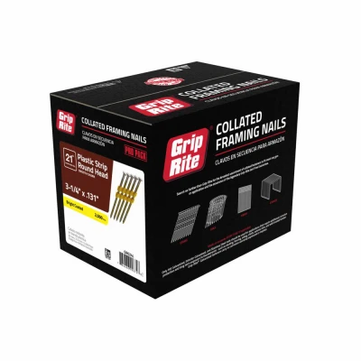 Collated Framing Nails, Plastic Strip, Smooth Steel Shank, 21 Degree, 3-1/4 x .131 In., 2000-Pk.