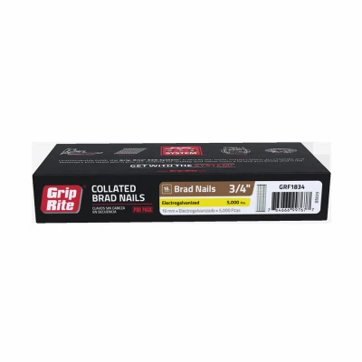 Collated Brad Nails Electrogalvanized Steel 0.75 Inch by 18 Gauge 5000 Count Pack