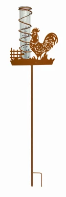 Rooster Rain Gauge, Metal, Staked