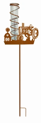 Tractor Rain Gauge, Metal, Staked