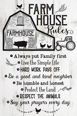 Metal Farmhouse Rules Sign, Indoor/Outdoor Use