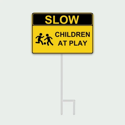 Metal  Slow: Children At Play  Sign, Indoor/Outdoor Use