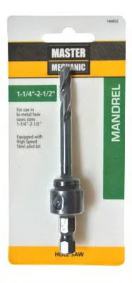 Hole Saw Mandrel with 1 and 1 Quarter Inch by 2 and 1 Half Inch Shank Size