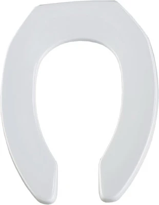 Elongated Commercial Plastic Open Front Toilet Seat, STA-TITE® Hinge, White