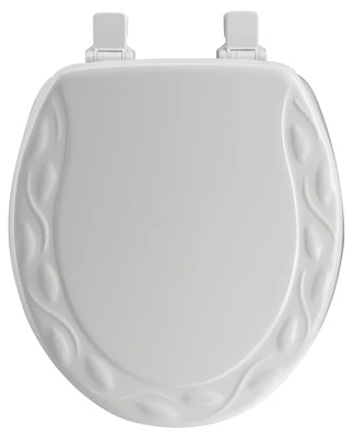 Round Molded Wood Toilet Seat, Easy-Clean & Change® Hinge, STA-TITE®, Ivy Design, White