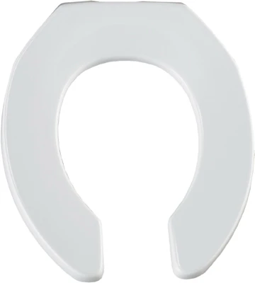 Round Commercial Plastic Toilet Seat, Open Front, STA-TITE® Hinge, White