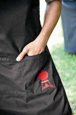 Black Barbecue Apron with Adjustable Neck Strap and Front Pocket