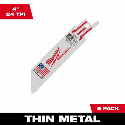 Sawzall Reciprocating Saw Blades, 24 TPI, 4 In., 5-Pk.