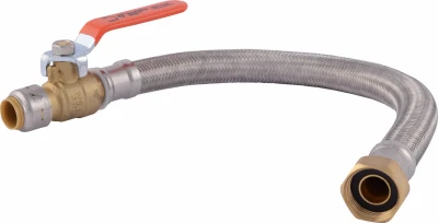 18 In. Push-Fit Water Heater Connector, Braided Stainless Steel, 1/2 x 3/4 In.FIP