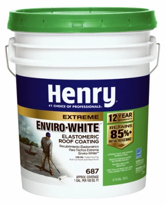 687 Elastomeric Roof Coating, Enviro White, 5-Gals.