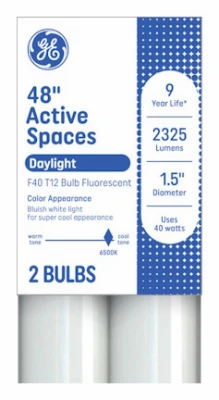 GE 40-Watt Daylight Fluorescent Bulb, 48-In., 2-Pk.