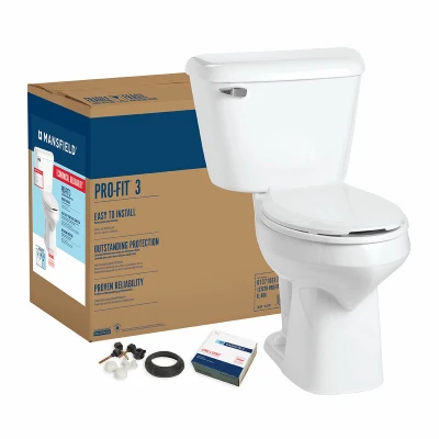 Complete Toilet Kit, Elongated Front, ADA Approved, White, 12 In. Round In