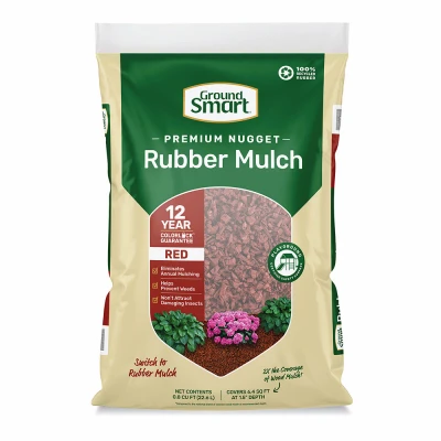 Red Rubber Nugget Mulch, 0.8-Cu. Ft.