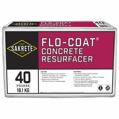 Flo-coat Concrete Resurfacer, 40 Pounds - High Bond Strength & Easy Application
