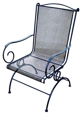 Uptown Coil-Spring Rocker Patio Chair, Black Steel