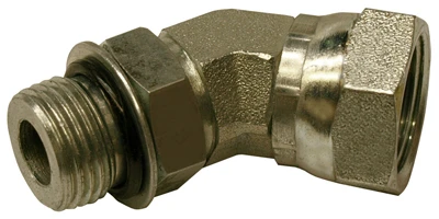 45 Degree Hydraulic Adapter, 3/8-In. Male 0-Ring x 3/8-In. FP Swivel