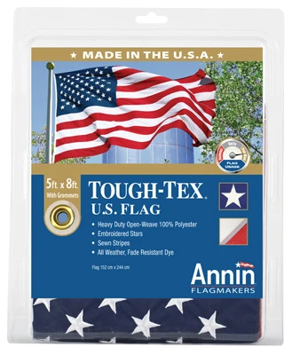 Tough Tex United States Flag, 2-Ply Polyester Material, 5 Feet by 8 Feet Size