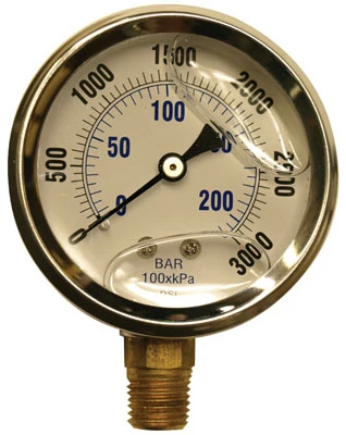 Glycerin Pressure Gauge, Stainless Steel, 2.5-In., 3,000 PSI
