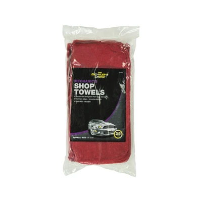 Shop Towel, Red Cotton, 13 x 14 In., 25-Pk.