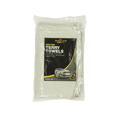 Car Detailing Towel, White Cotton Terry, 14 x 17 In., 12-Pk.