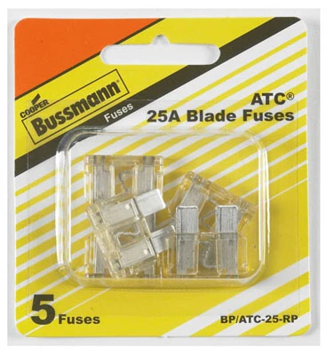 Automotive Blade Fuses, Clear, 25-Amp, 5-Pk.