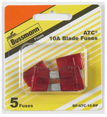 Automotive Blade Fuses, Red, 10-Amp, 5-Pk.
