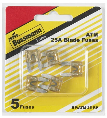 Automotive Fuses, Mini Blade, Clear, 25-Amp, 5-Pk.