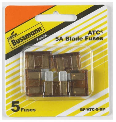 Auto Blade Fuse, Tan, 5-Amp, 5-Pk.